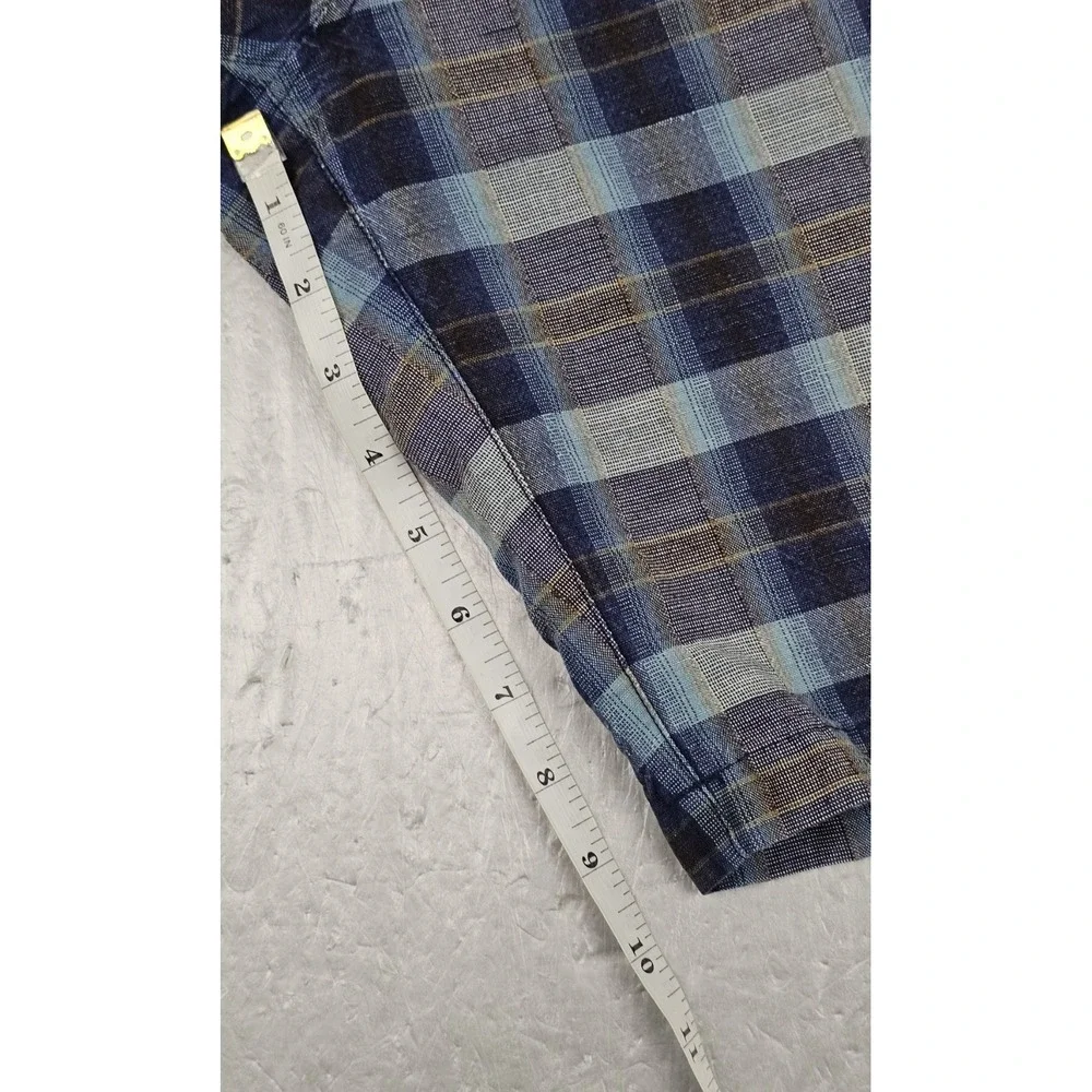 Tommy Bahama Shorts Mens 38 Blue Plaid Linen Tencel Pocket Casual Flat Front